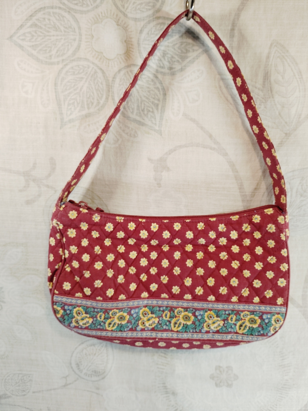 Quilted Floral Shoulder Bag in Wine